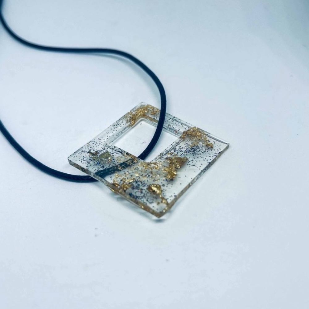 New 24k Gold Flaked Artisan Leather Cord Necklace Sterling Silver Clasp - Picture 5 of 12